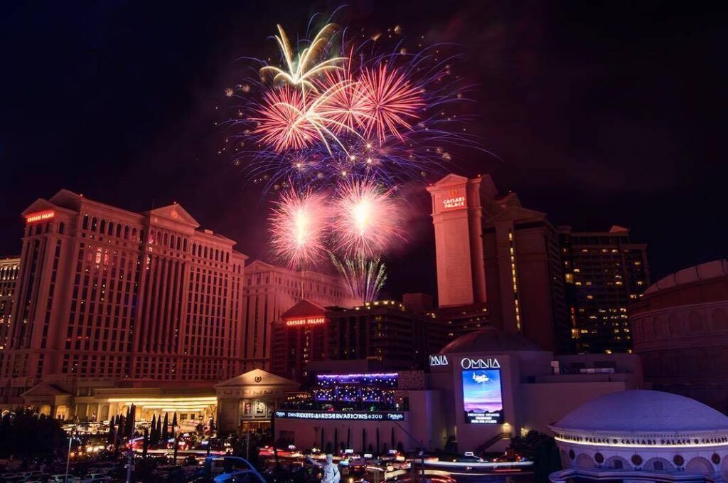 fireworks show at Caesars palace